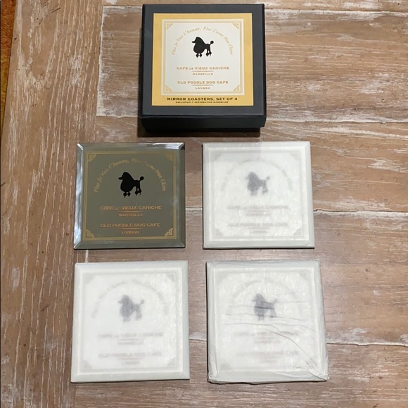 Restoration Hardware Old Poodle Dog Mirror Coaster